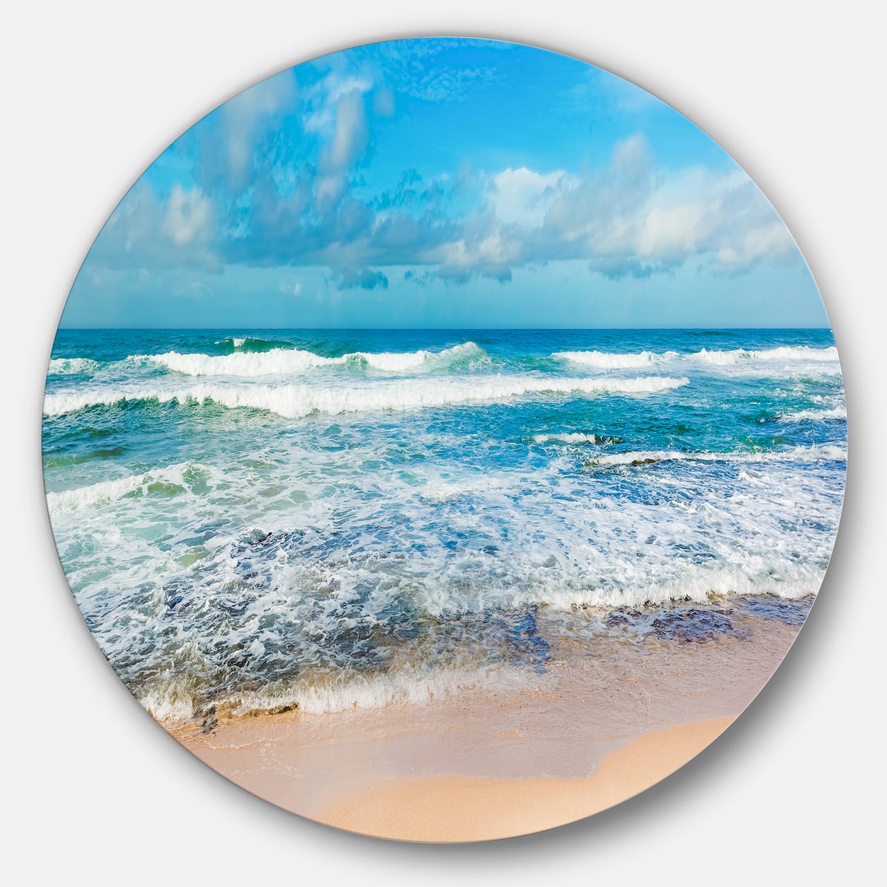 Designart - Indian Ocean Panoramic View' Extra Large Seashore Metal Circle Wall Art